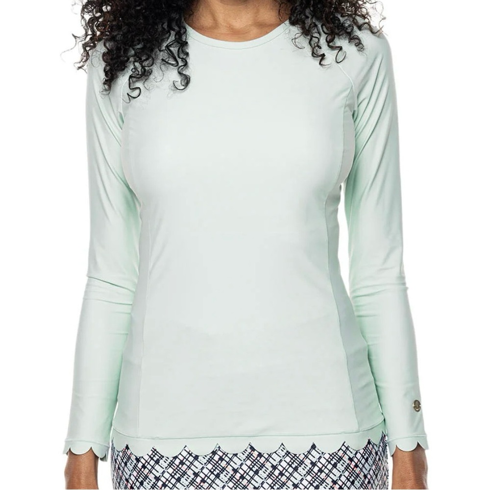 NEW Coolibar Scallop Long Sleeve Rash Guard in Misty Aqua